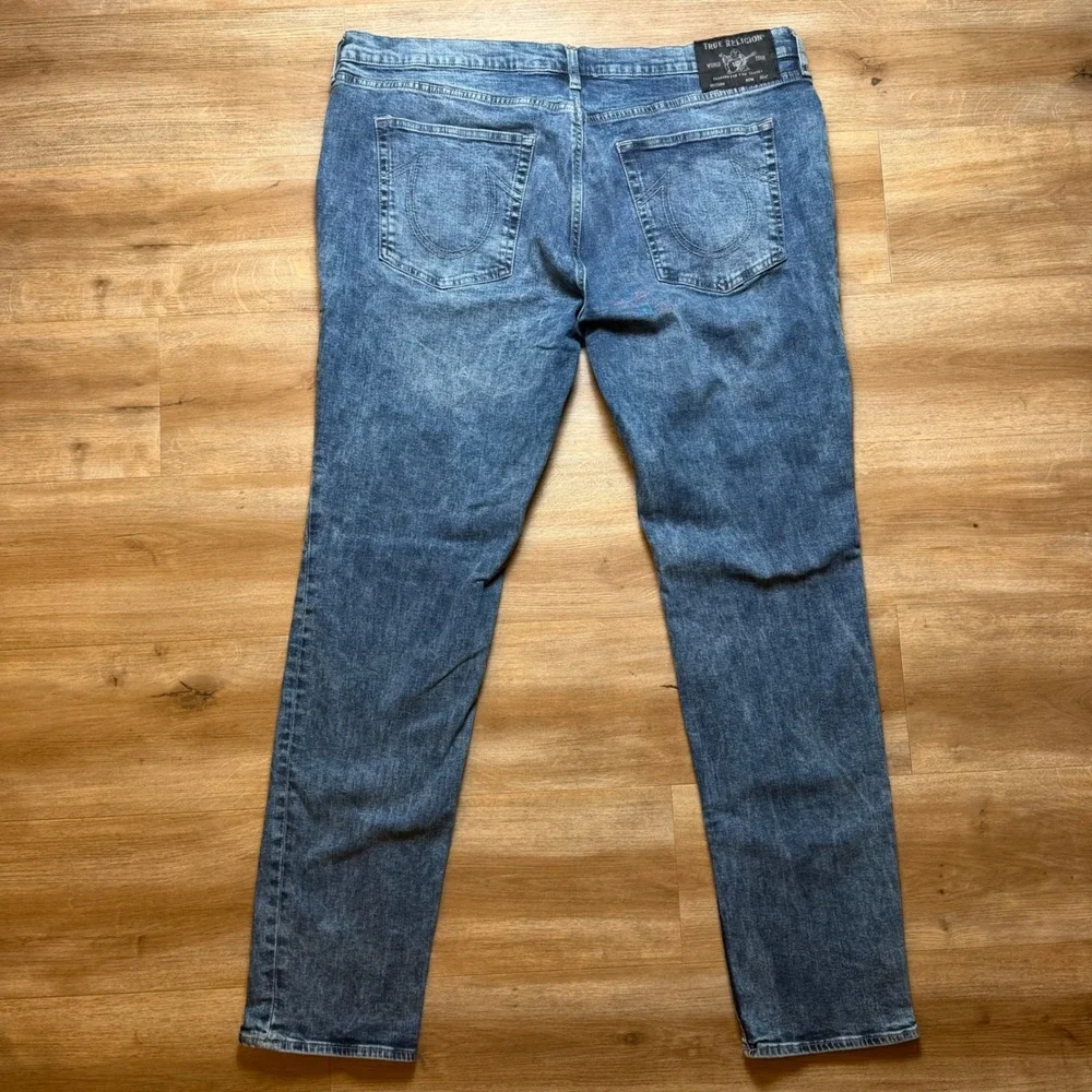 True Religion Rocco Jeans Mens 42x34 Blue Relaxed Skinny Stretch Denim Pants